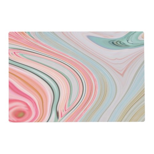 blush pink coral mint green rainbow marble swirls placemat