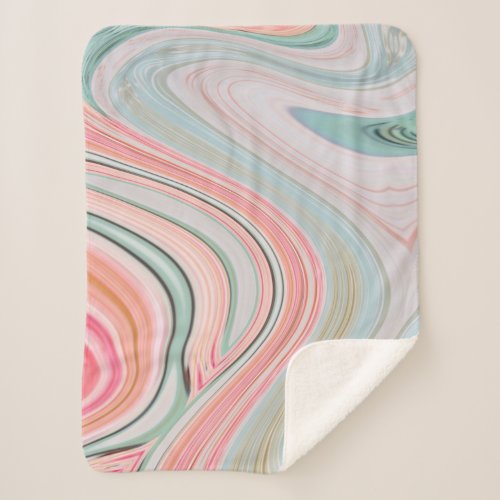 blush pink coral mint green rainbow marble swirls sherpa blanket