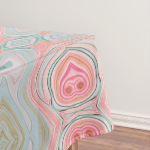 blush pink coral mint green rainbow marble swirls tablecloth