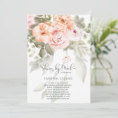 Blush Pink Coral Peonies Shower by Mail Invitation (Standing Front)