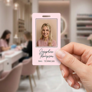 Blush Pink Corporate Employee Photo ID Layout Badge