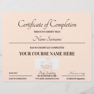 Blush pink course online certificate of completion