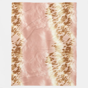 Blush Pink Cow Animal Print Fleece Blanket