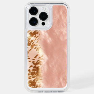 Blush Pink Cow Animal Print OtterBox iPhone 14 Pro Max Case