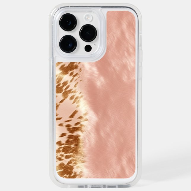Blush Pink Cow Animal Print Otterbox iPhone Case (Back)
