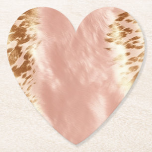 Blush Pink Cow Animal Print Paper Coaster