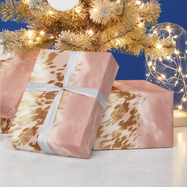 Blush Pink Cow Animal Print Wrapping Paper (Holidays)