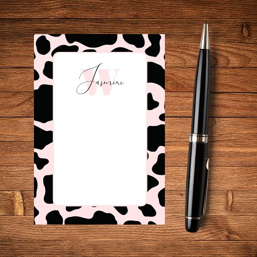 Blush Pink Cow Print Girly Feminine Cute Monogram Post_it Notes