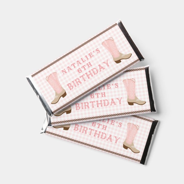Blush Pink Cowgirl Boots | Horse Hershey Bar  (Front)