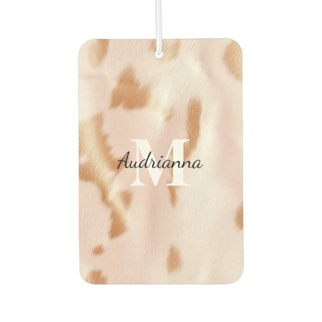 Blush Pink Cowgirl Cowhide Monogram Air Freshener (Front)
