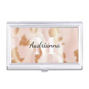 Blush Pink Cowgirl Cowhide Monogram Business Card Case