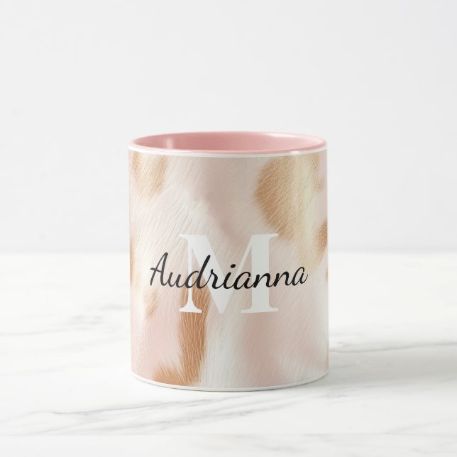 Blush Pink Cowgirl Cowhide Monogram Mug (Center)