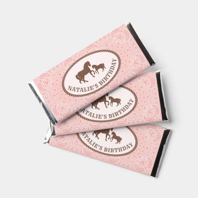 Blush Pink Cowgirl Party | Horse Hershey Bar Favors (Front)