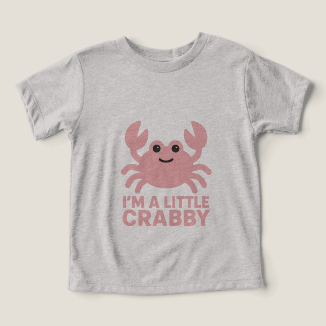 Blush-Pink Crab – Sweet “I’m a Little Crabby” Toddler T-shirt (Design Front)