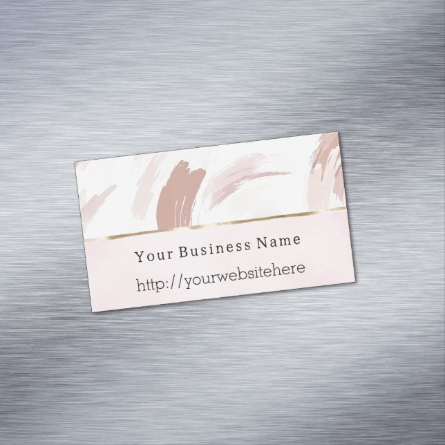 Blush Pink Cream Abstract Business name website Business Card Magnet (In Situ)