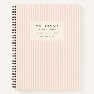 Blush Pink Cream Background Striped Spiral Notebook