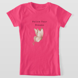 Blush Pink Cream Butterfly Dreams T-Shirt