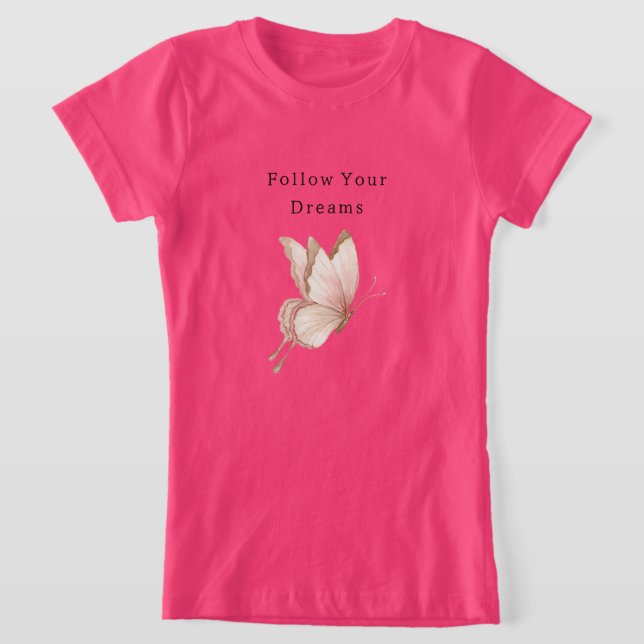 Blush Pink Cream Butterfly Dreams T-Shirt (Laydown)