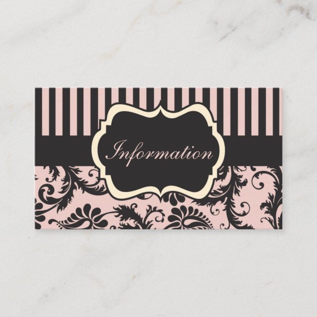 Blush PInk, Cream, Gray Damask Enclosure Card (Front)