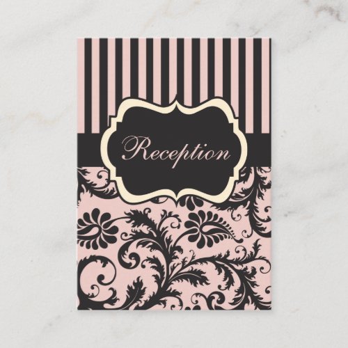Blush PInk, Cream, Gray Damask Enclosure Card Business Cards