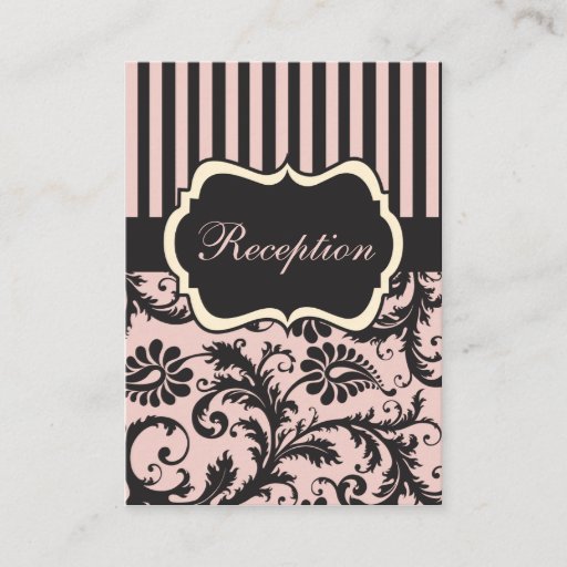 Customizable Blush PInk, Cream, Gray Damask Enclosure Card Business Cards