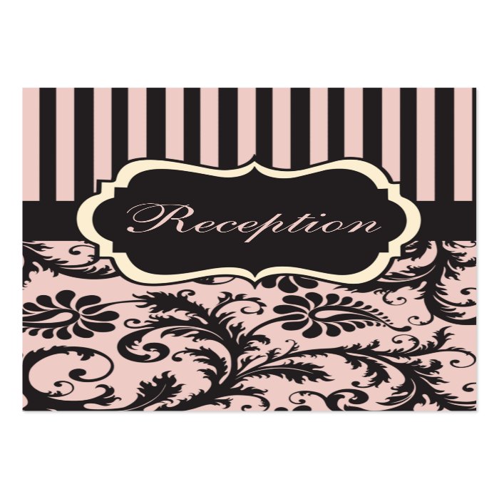 Blush PInk, Cream, Gray Damask Enclosure Card Business Cards