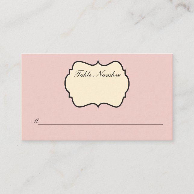 Blush Pink, Cream, Gray Damask Place Card (Front)