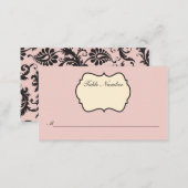 Blush Pink, Cream, Gray Damask Place Card (Front/Back)
