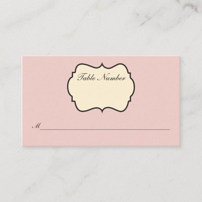 Blush Pink, Cream, Gray Damask Place Card (Front)