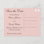 Blush Pink, Cream, Gray Damask Save the Date Card (Back)