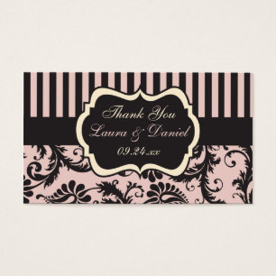 Blush Pink, Cream, Gray Damask Wedding Favor Tag