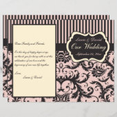 Blush Pink, Cream, Gray Damask Wedding Program (Front/Back)