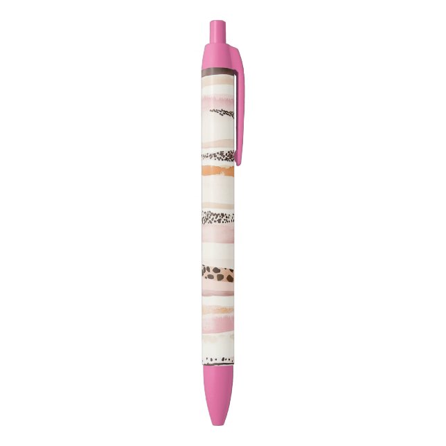 Blush Pink Cream Leopard Stripes Pen (Bottom (Vertical))