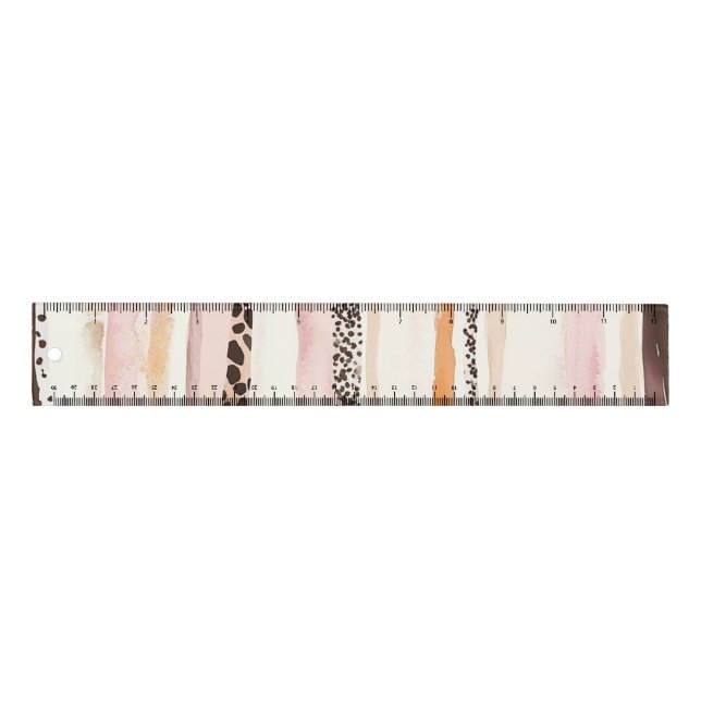 Blush Pink Cream Leopard Stripes Ruler (Front)