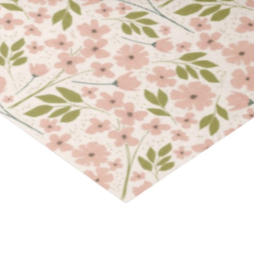 Blush Pink Cream Spring Floral Patterned Tissue Paper