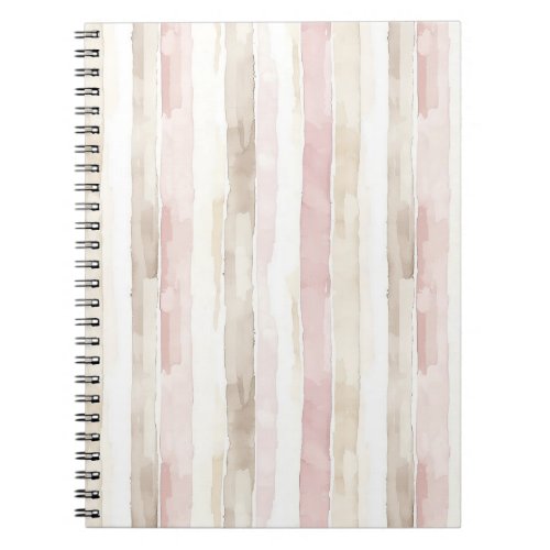 Blush Pink Cream Stripes Notebook