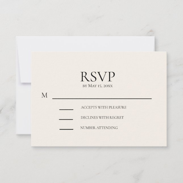 Blush Pink Cream Wedding RSVP (Front)