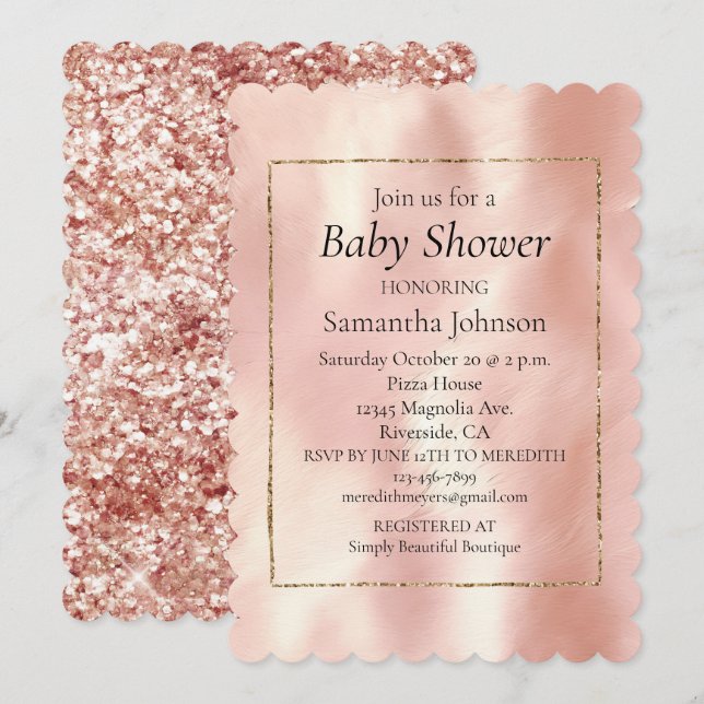 Blush Pink Cream White Cowhide Baby Shower Invitation (Front/Back)