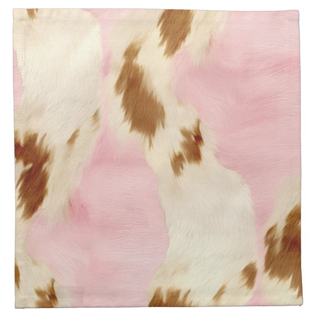 Blush Pink Cream White Gold Cowhide Cloth Napkin (Front)