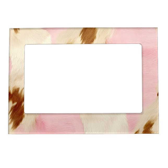 Blush Pink Cream White Gold Cowhide Magnetic Frame (Front)