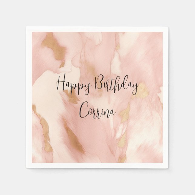 Blush Pink Cream White Gold Cowhide Napkins (Front)