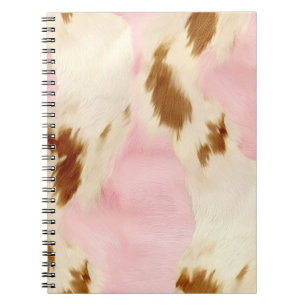 Blush Pink Cream White Gold Cowhide Notebook
