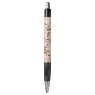 Blush Pink Cream White Gold Cowhide Pen
