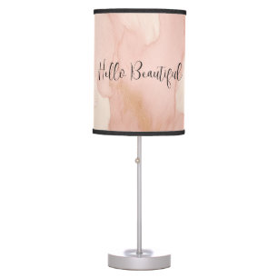 Blush Pink Cream White Gold Cowhide Table Lamp