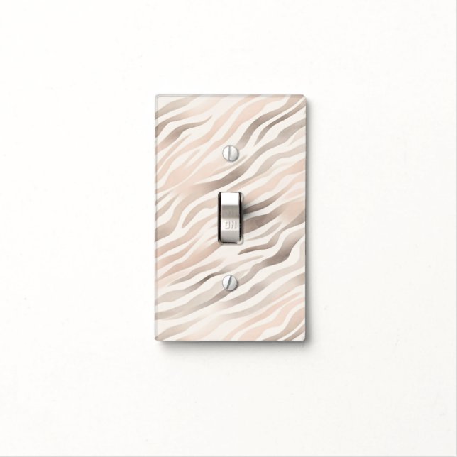 Blush Pink Cream Zebra Animal Print Light Switch Cover (In Situ)
