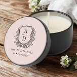 Blush Pink Crest Modern Monogram Wedding  Mini Candle Favors<br><div class="desc">Illuminate your wedding day with the Modern Monogram Wedding Crest Soy Candle. Featuring a personalized monogram crest design, this scented candle adds a touch of elegance to your celebration. Crafted with premium wax and a delightful fragrance, it creates a warm and inviting atmosphere. Perfect as wedding favors or table decorations,...</div>