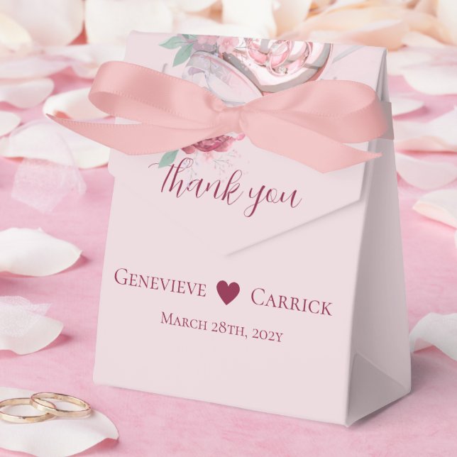 Blush Pink & Crimson Red Wedding Favor Boxes (Wedding)