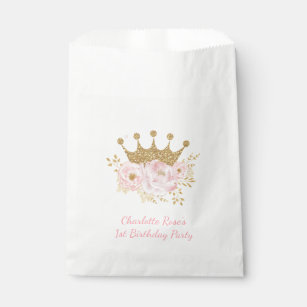 Blush Pink Crown Princess Baby Shower Birthday Favor Bag
