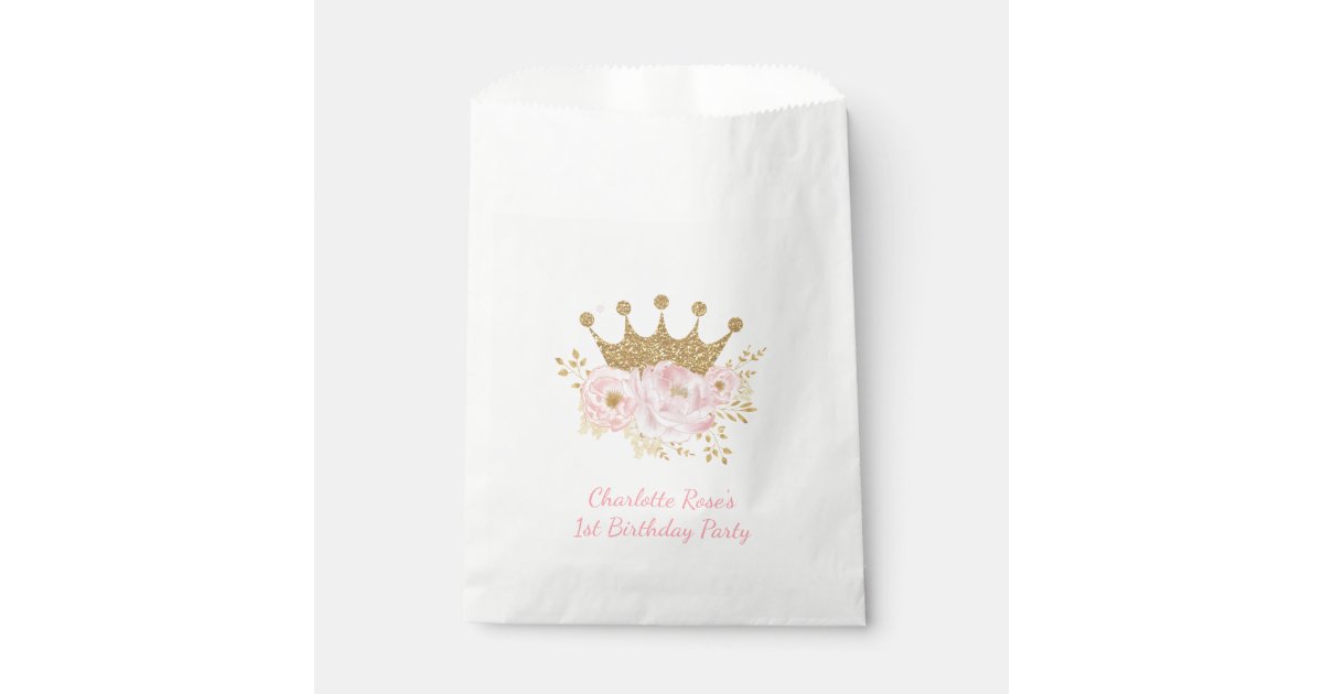 Blush Pink Crown Princess Baby Shower Birthday Favor Bag