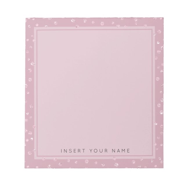Blush Pink Crystal Confetti Notepad 5.5" x 6" (Front)
